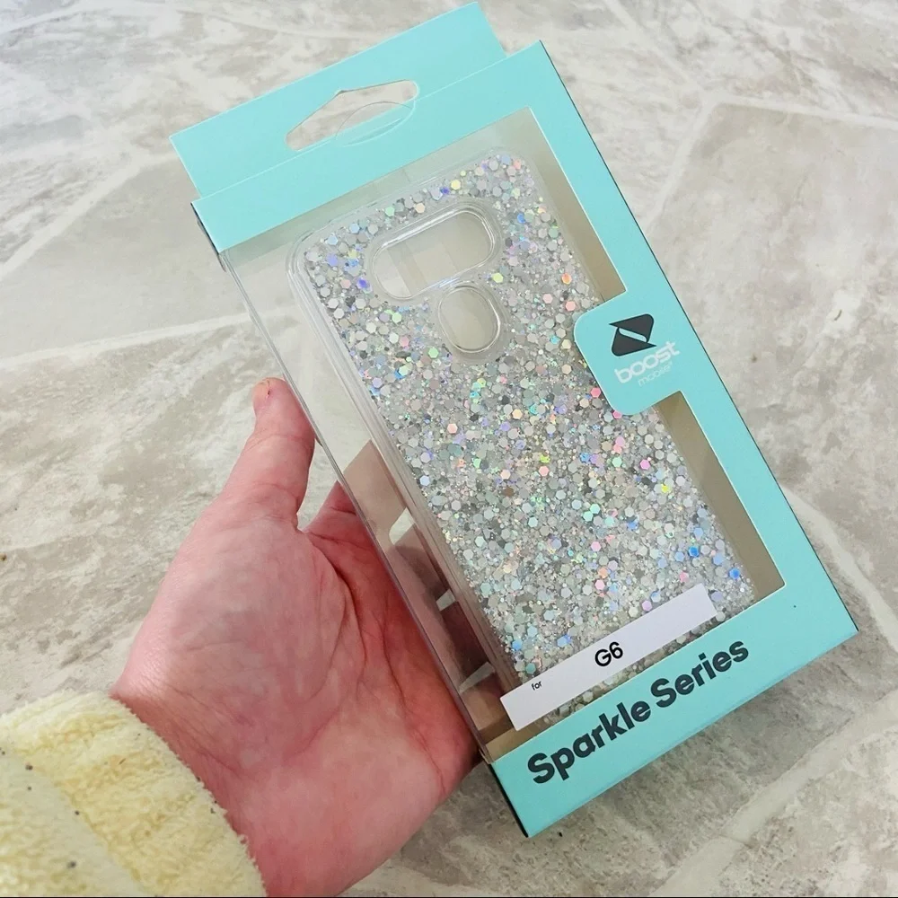 NWT G6 silver sparkly sparkle series protective phone case